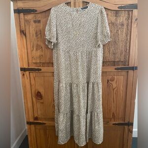 Elegant Cream Leopard Maxi Dress